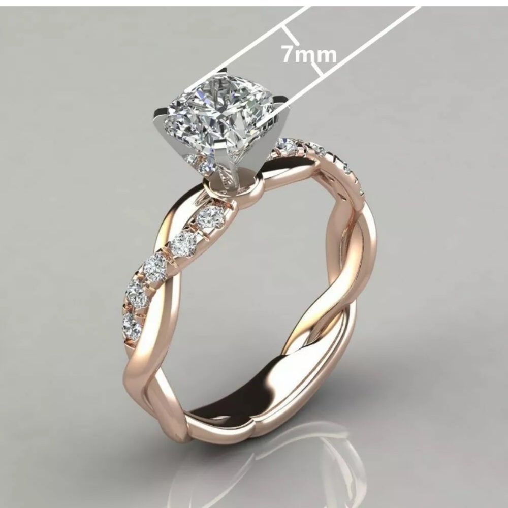 Gorgeous Ring 18K Rose Gold Plated White Sapphire - Picture 2 of 7
